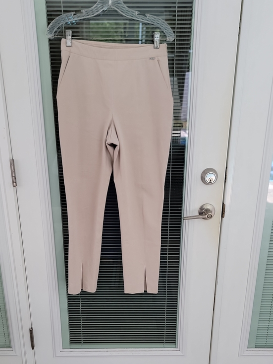 St. John Pants - St. John Cotton Pull-On Trousers Side Zipper Split Hem Sz 4 Light Khaki